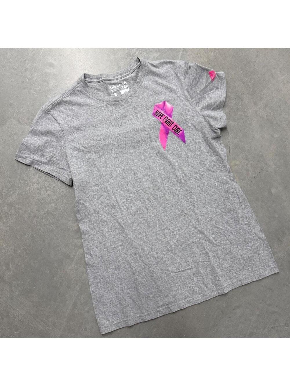 Adidas Hope Fight Cure Breast Cancer Awareness Gray Graphic Womens T-Shirt Large
